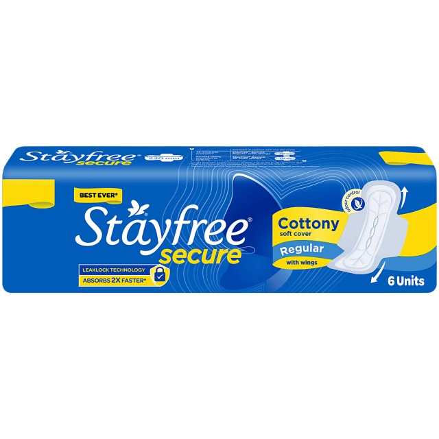 STAYFREE Sanitary Pads - Secure Cottony, 6 pcs
