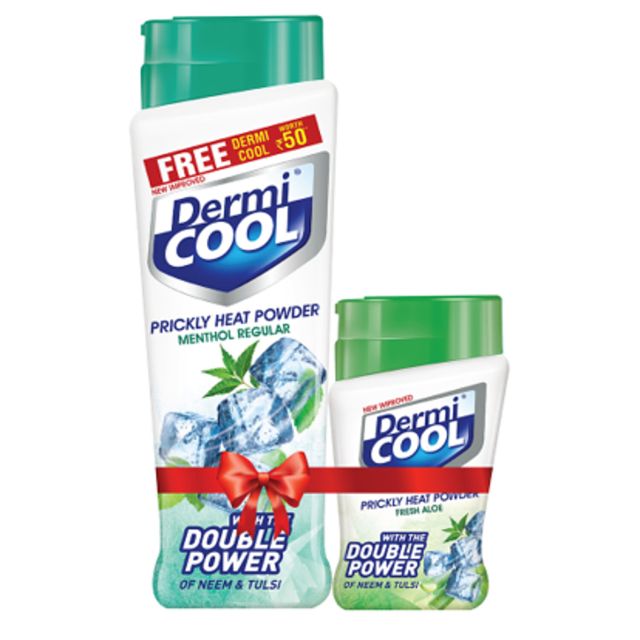 Dermi Cool Prickly Heat Powder Menthol Regular, 150 g (Dermicool 50 g Free)