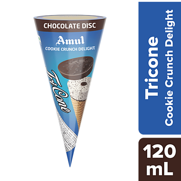 Amul Ice Cream - Tricone, Cookie Crunch Delight, 120 ml