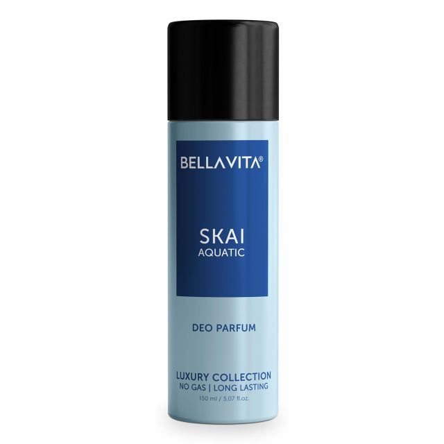 Bella Vita Luxury SKAI AQUATIC No Gas Deodorant Body Parfum for Men with Bergamot, Pineapple, Lavender | Body Perfume DEO 150 ML