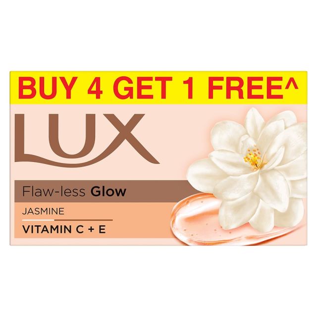 Lux Flaw-less Glow Bathing Soap Buy 4 Get 1 Free| 100g infused with Vitamin C & E
