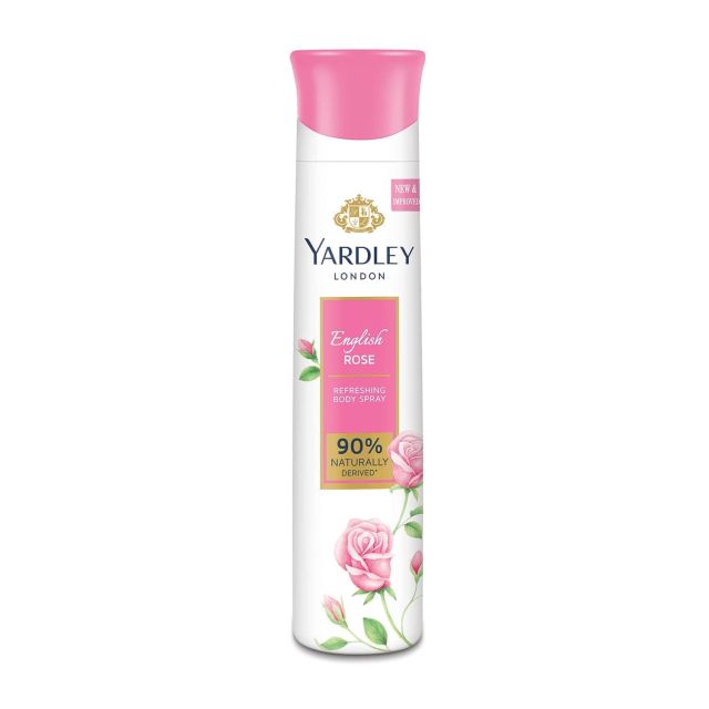 Yardley London English Rose Refreshing Body Spray| 90% Naturally Derived| Deo Spray| Body Deodorant for Women| 150ml