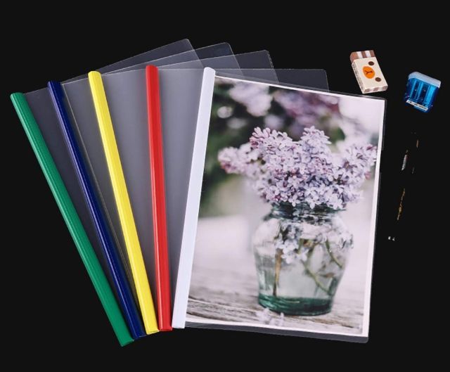Plastic Strip File Folder for Document Sliding Bar Report Covers Multicolor