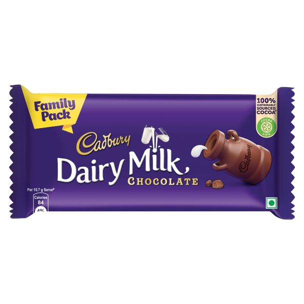Cadbury Dairy Milk Chocolate Bar Family Pack, 123 grams