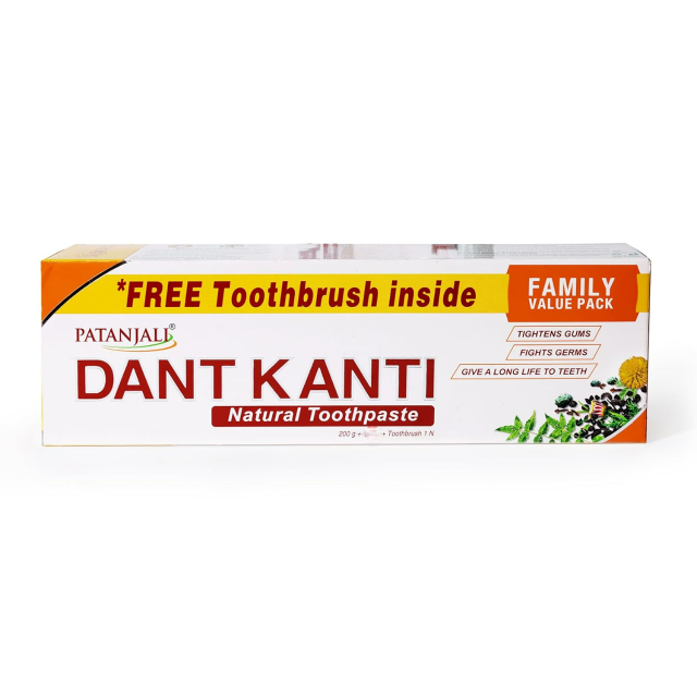 Patanjali Dant Kanti Toothpaste Value Pack (200g x 1N and Toothbrush)