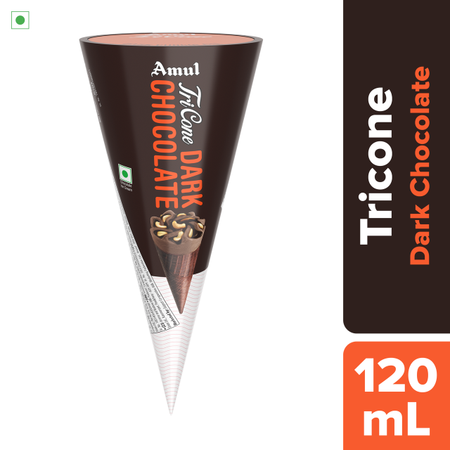 Amul Dark Chocolate Ice Cream Tricone, 120 ml