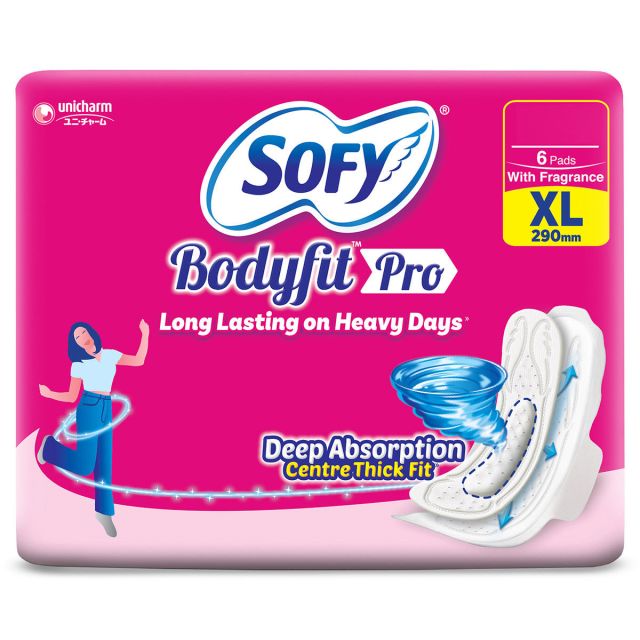 Sofy Bodyfit Pro Sanitary Pads XL, 6 Count