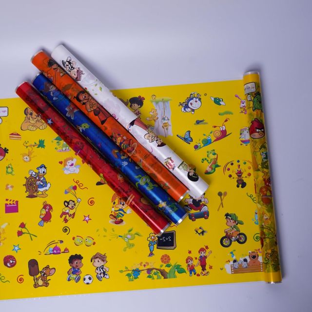 Cartoon Print book cover roll 11inch x 2 mtr. Multicolour