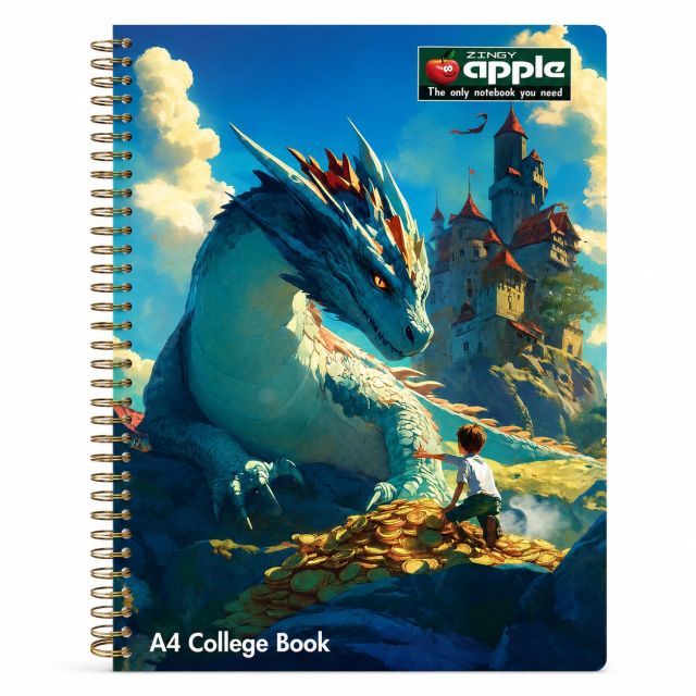 Spiral Notebook APPLE – A4 Size,300 Pages – ruled