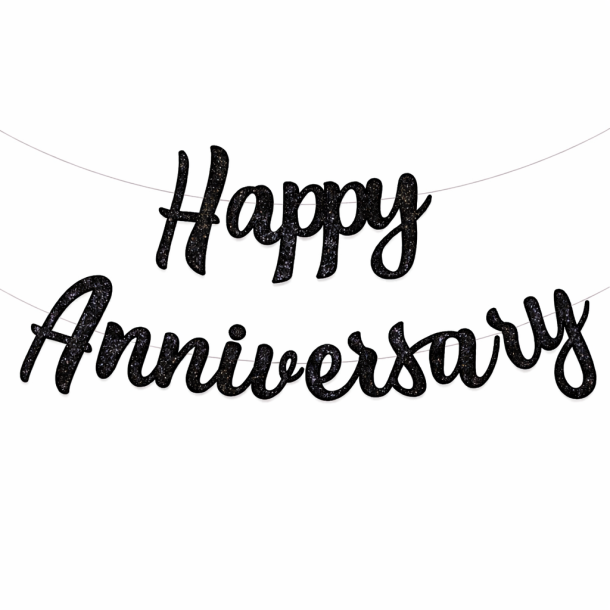 Happy Anniversary Curisve Banner Decoration Glitter