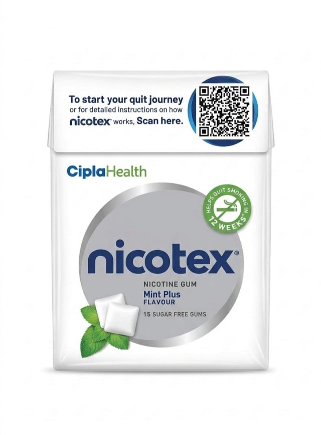Nicotex 4mg Sugar Free Mint Plus Flavour Nicotine Gum, 15 Count