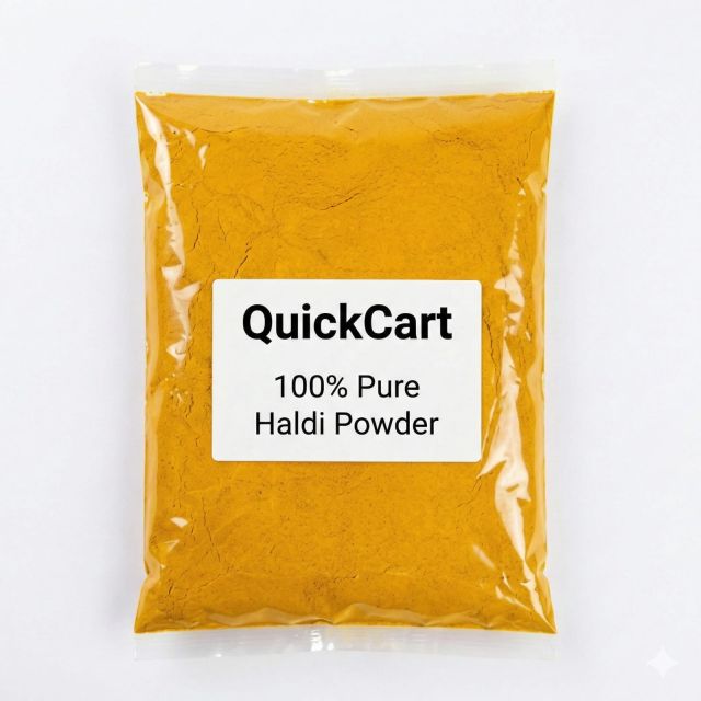 QuickCart 100% Pure Haldi Powder (Natural ? Chemical-Free ? FSSAI Certified)
